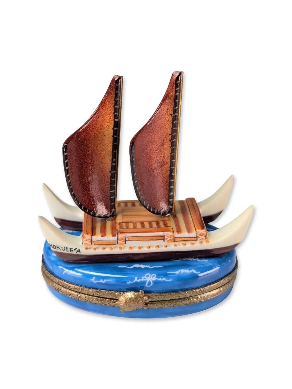 Limoges France Peint Main Hokulea Trinket Box - With Original box